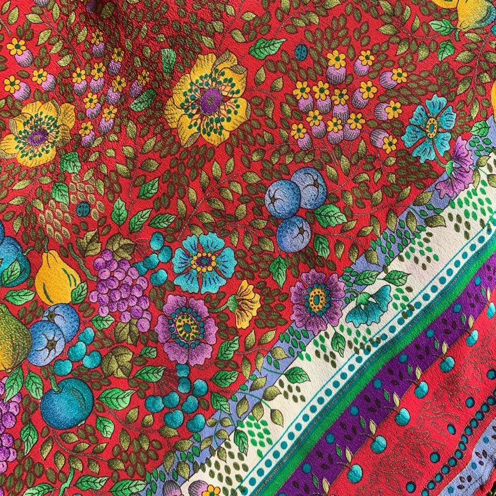 Vintage Gucci Ruby Floral Scarf, Large